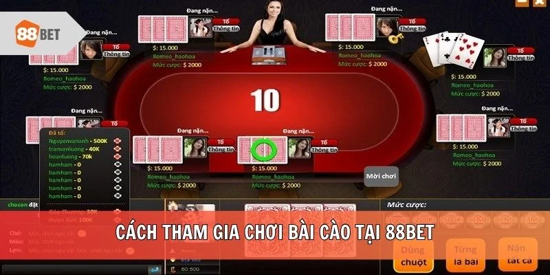 Cách tham gia chơi bài tại 88BET